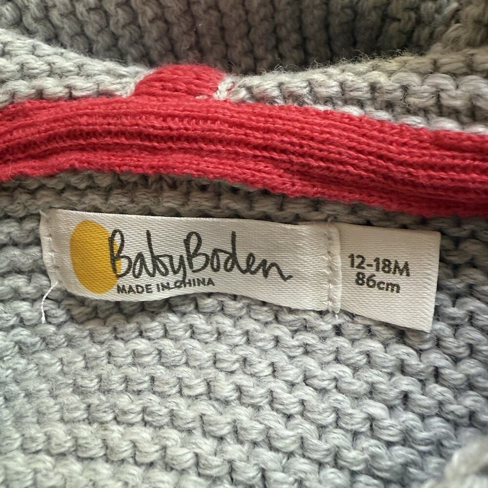 Mini Boden Knit Hooded Jacket Sweater Sz 12 to 18 Months Rainbow Farm Appliqué - Picture 6 of 7